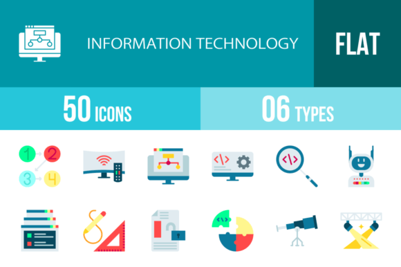 45 Information Technology Flat Icons for Modern Projects
