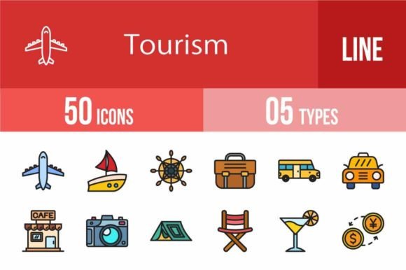 50 Tourism Filled Line Icons: A Designer's Toolkit for Travel Projects