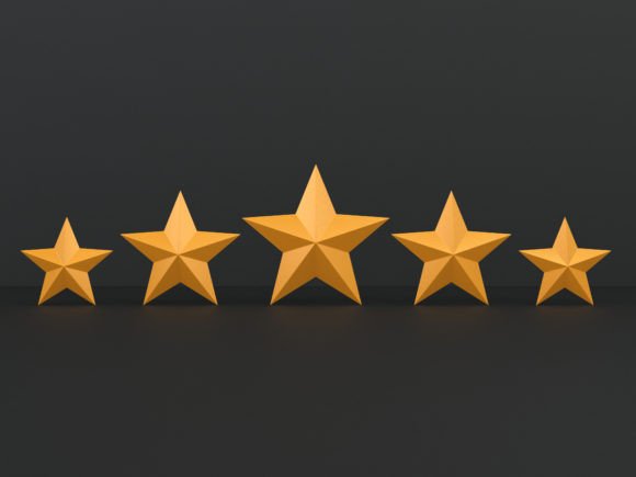 Five Gold Rating 3D Symbol: Instant Trust in Your Designs