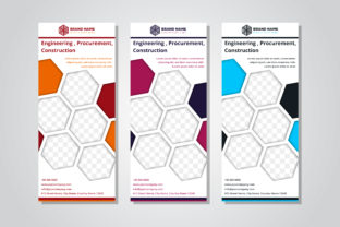 Hexagon Roll Up Banner Design: A Vertical Vector Blueprint