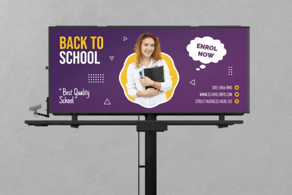 Modern School Billboard: A Clean & Professional Design Asset