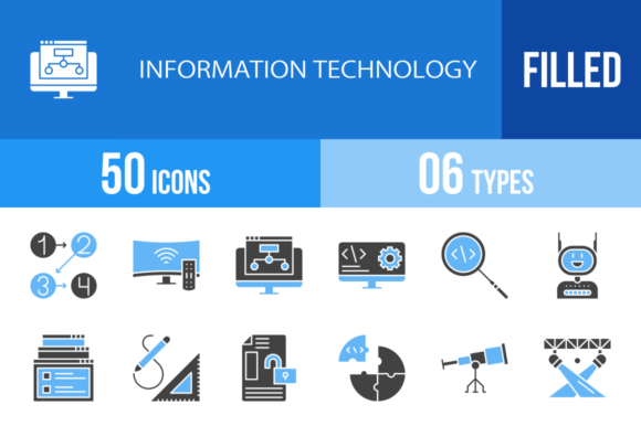 Streamline Your Projects with 45 Information Technology Blue Icons