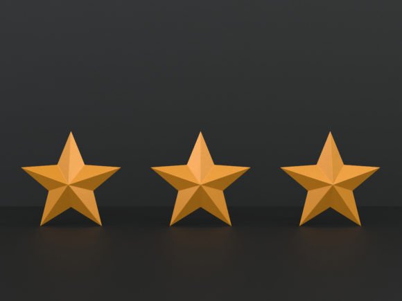 The Power of the Three Gold Rating 3D Three Star Symbol